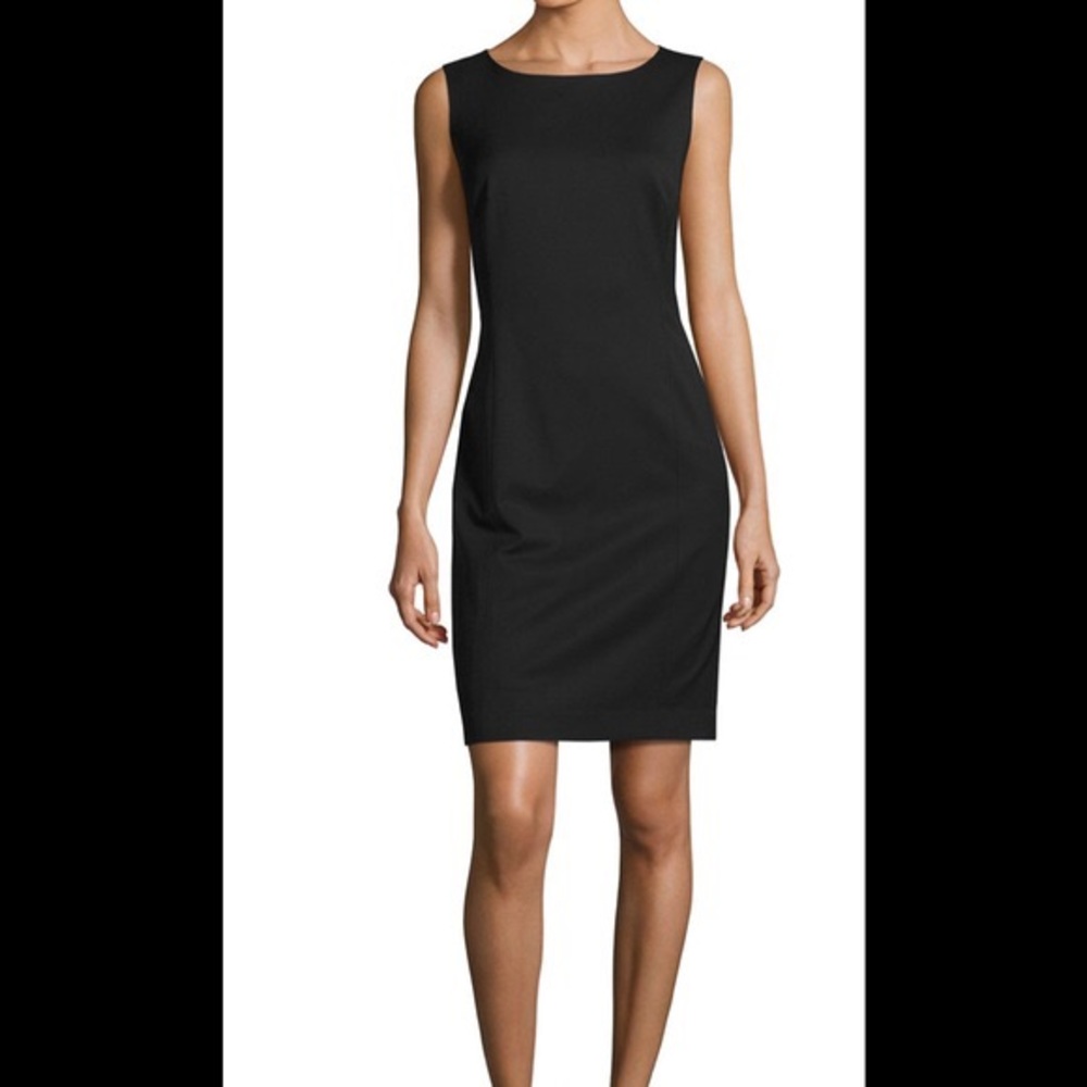 H&M Black Sheath Dress Wool Blend Office 34